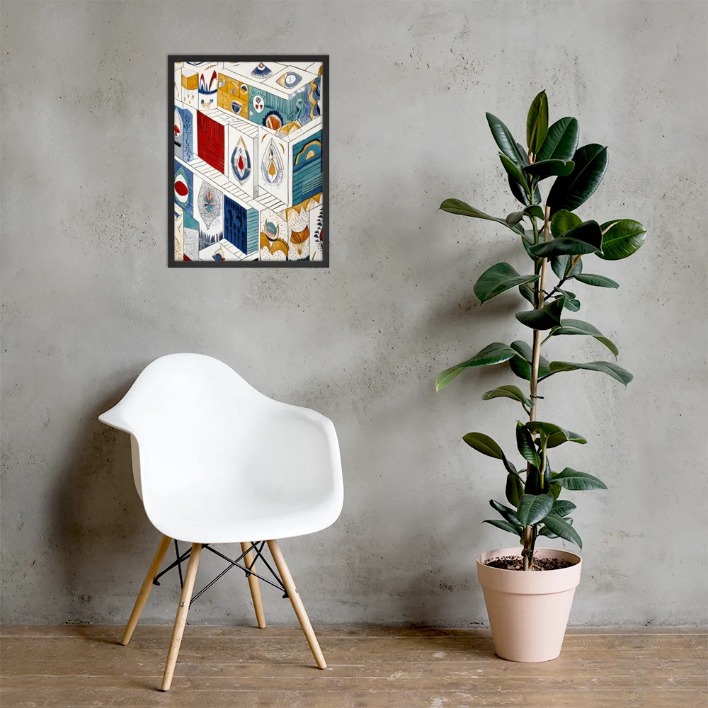 Symphony of Geometric Harmony | Poster with Black Frame | 18″×24″