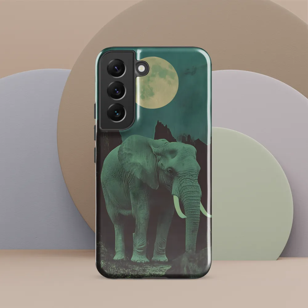 Ethereal Presence: Elephant Under a Full Moon | Phone Case |  S22 | Tough Case | Glossy