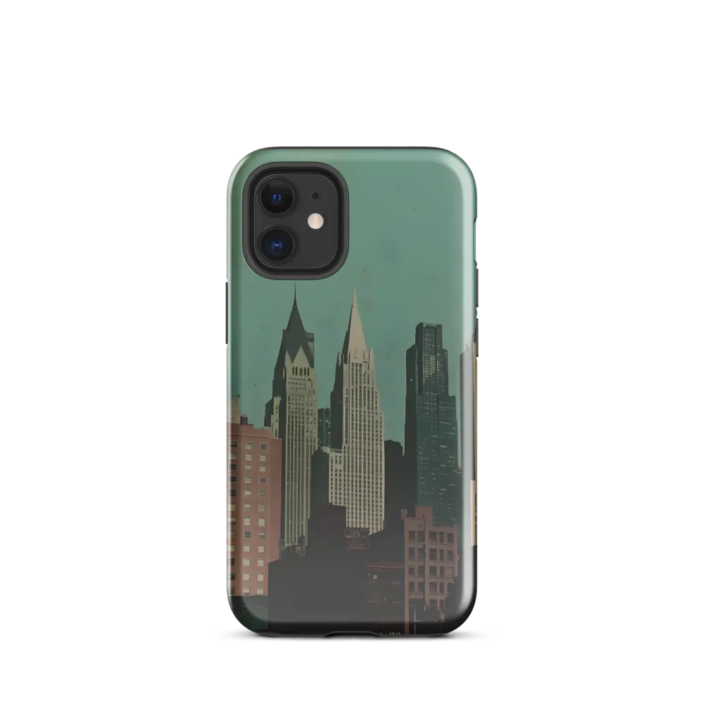 Urban Nostalgia: A Retro Cityscape | Phone Case |  12 mini | Tough Case | Glossy