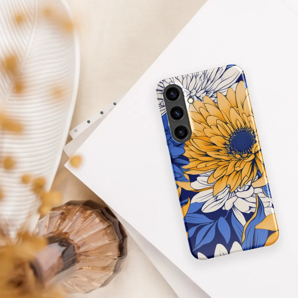 Floral Harmony in Blue and Yellow | Phone Case |  S24 Plus | Snap Case | Glossy