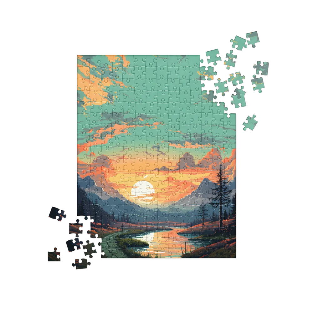 Tranquil Sunset Over the Majestic Mountains | Jigsaw Puzzle | 252/520 pieces