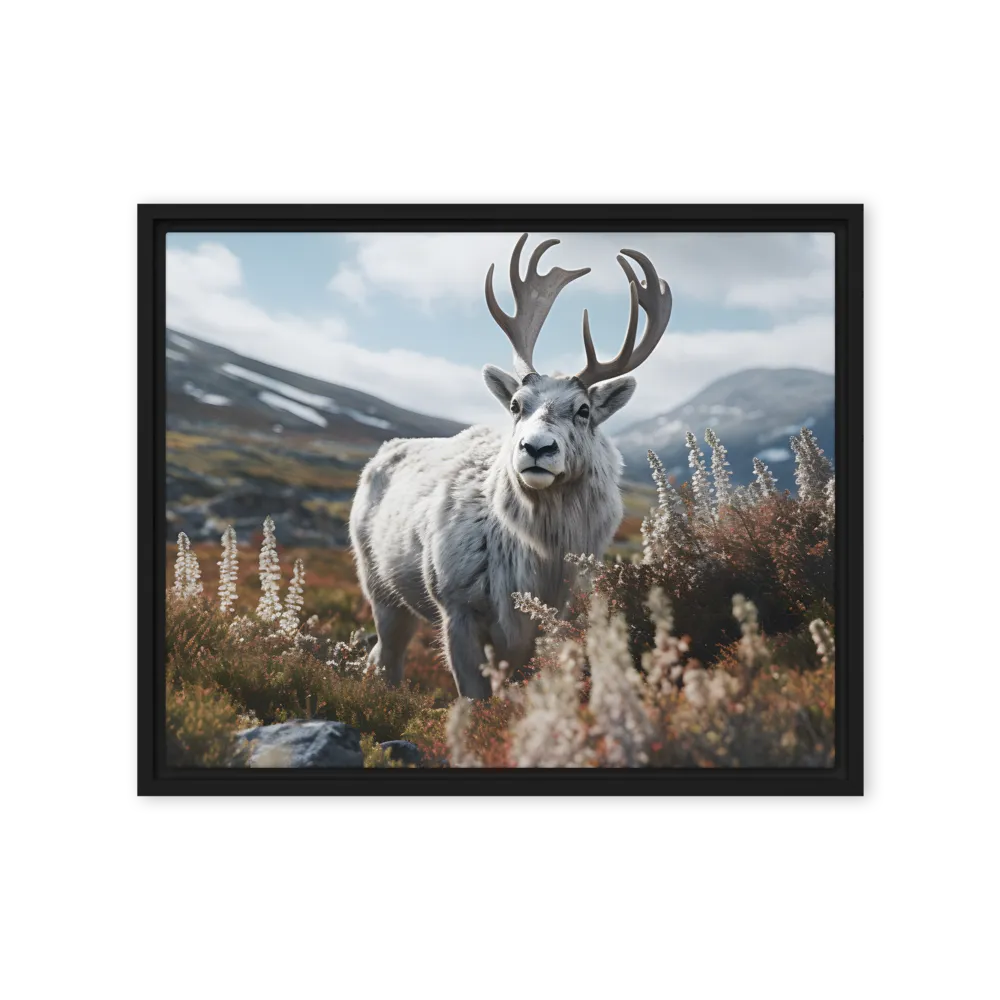 Majestic Harmony: The Reindeer in Nature | Canvas with Black Frame | 16″×20″