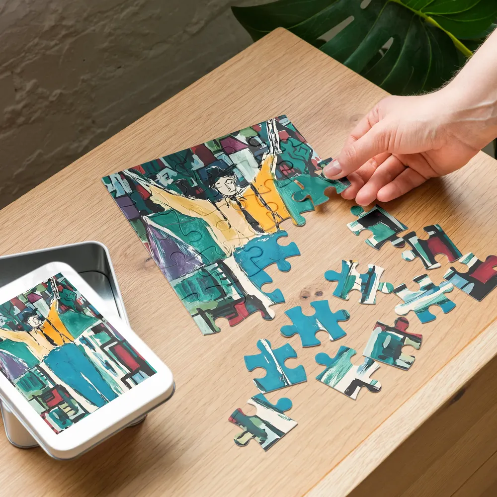 Open-Arm Figure 
 Jigsaw Puzzle in Tin Box