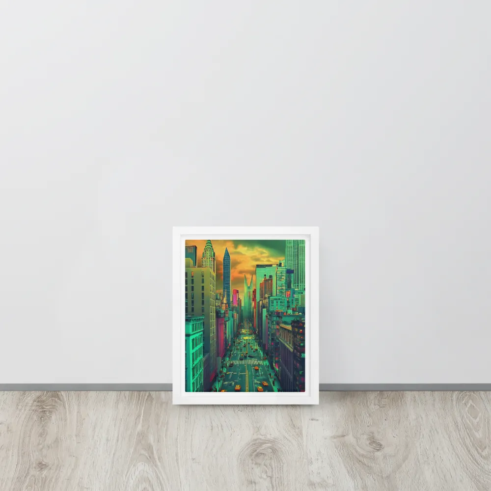 Urban Surrealism: Neon Dreams | Canvas with White Frame | 8″×10″