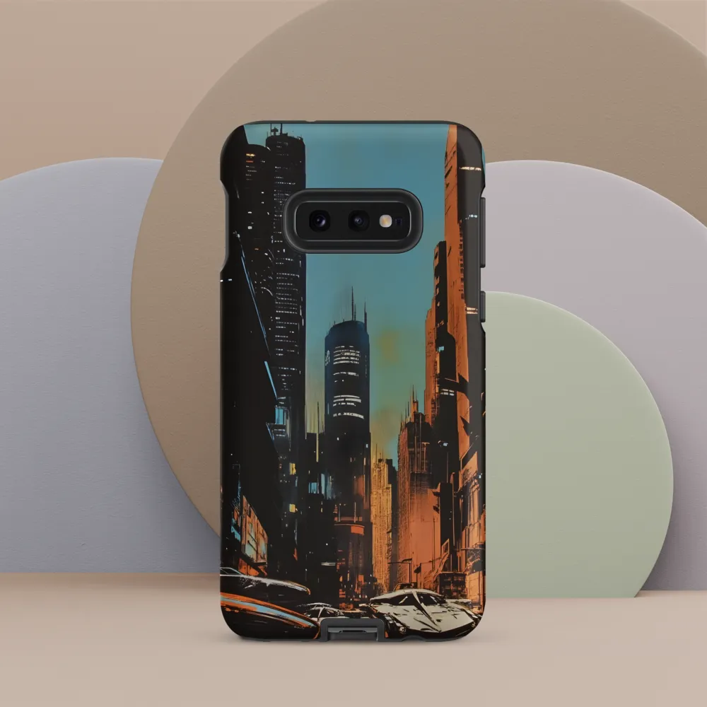 Futuristic Cityscape in Blue and Orange