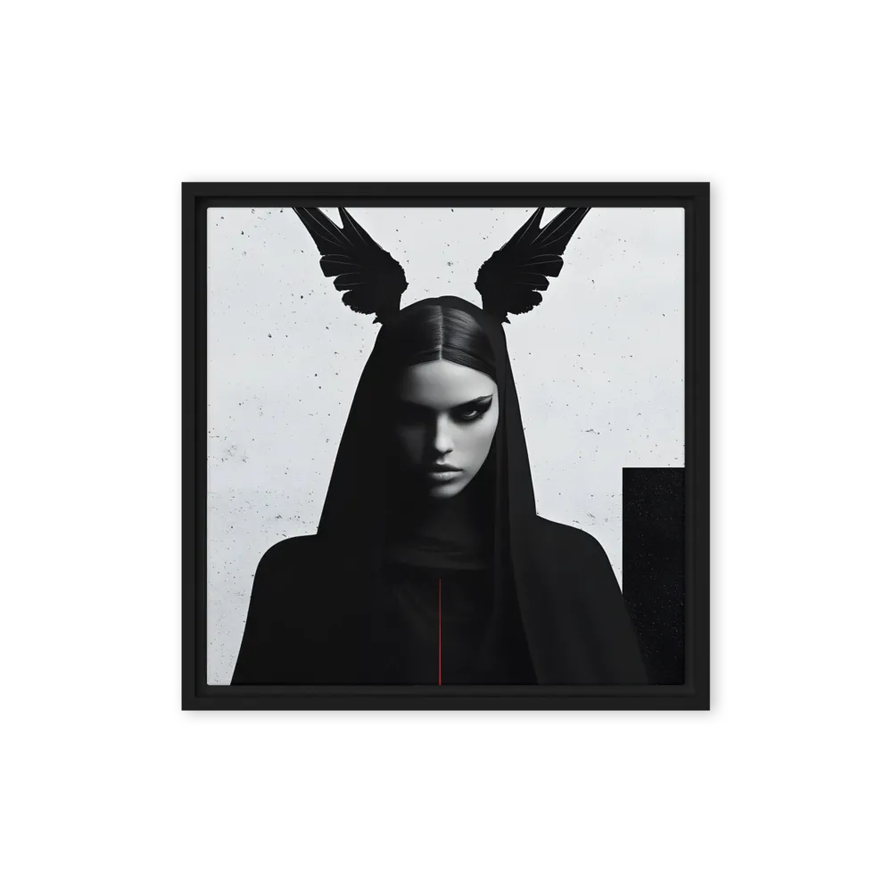 Whispers of Darkness | Canvas with Black Frame | 16″×16″
