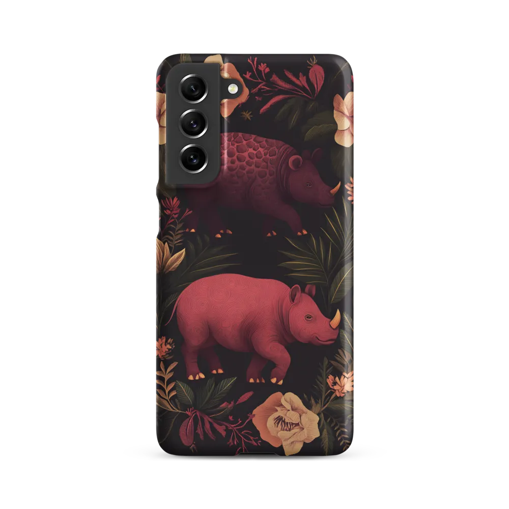 Rhinos in Floral Embrace