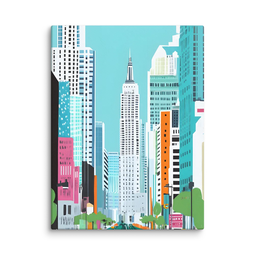 Urban Symphony: A Modern Cityscape | Canvas | 12″×16″