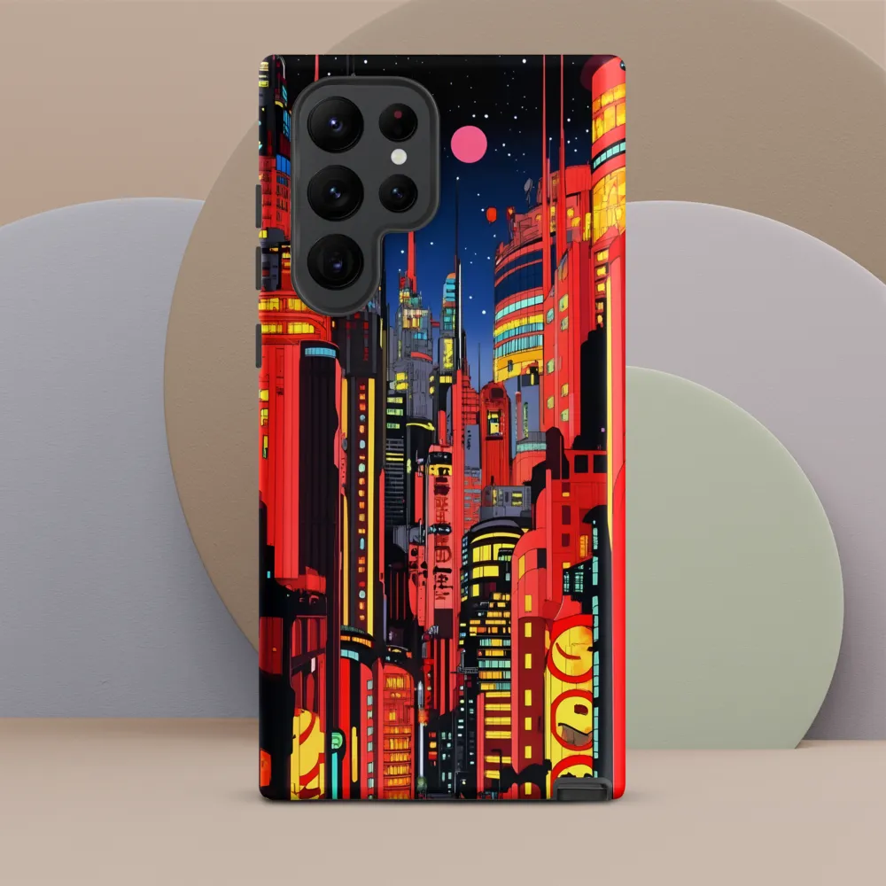 Neon Dreams: A Cyberpunk Cityscape | Phone Case |  S22 Ultra | Tough Case | Matte