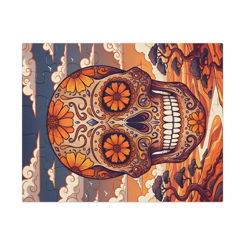 Floral Sugar Skull 
 Jigsaw Puzzle in Tin Box
