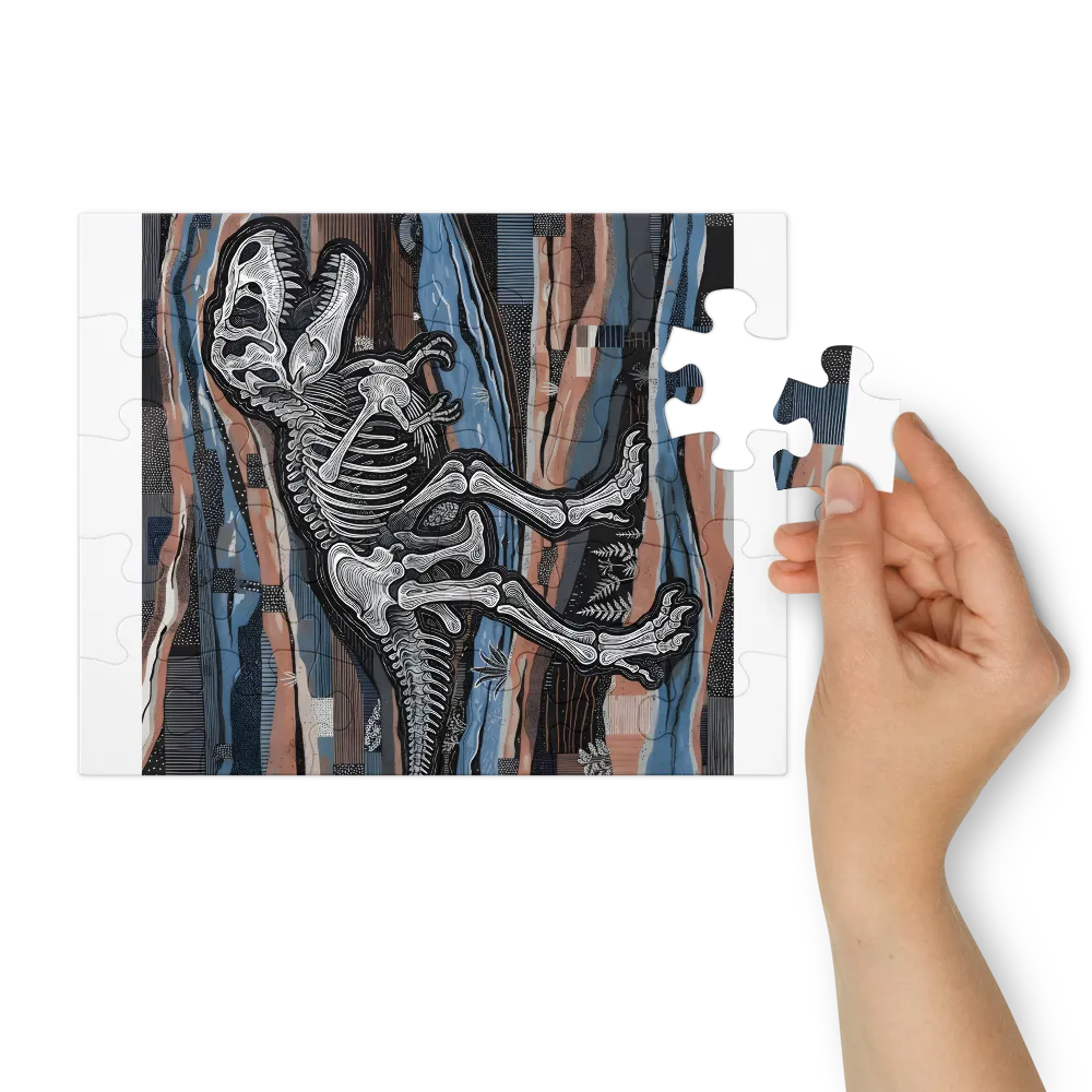 T‑Rex Skeleton Illustration 
 Jigsaw Puzzle in Tin Box