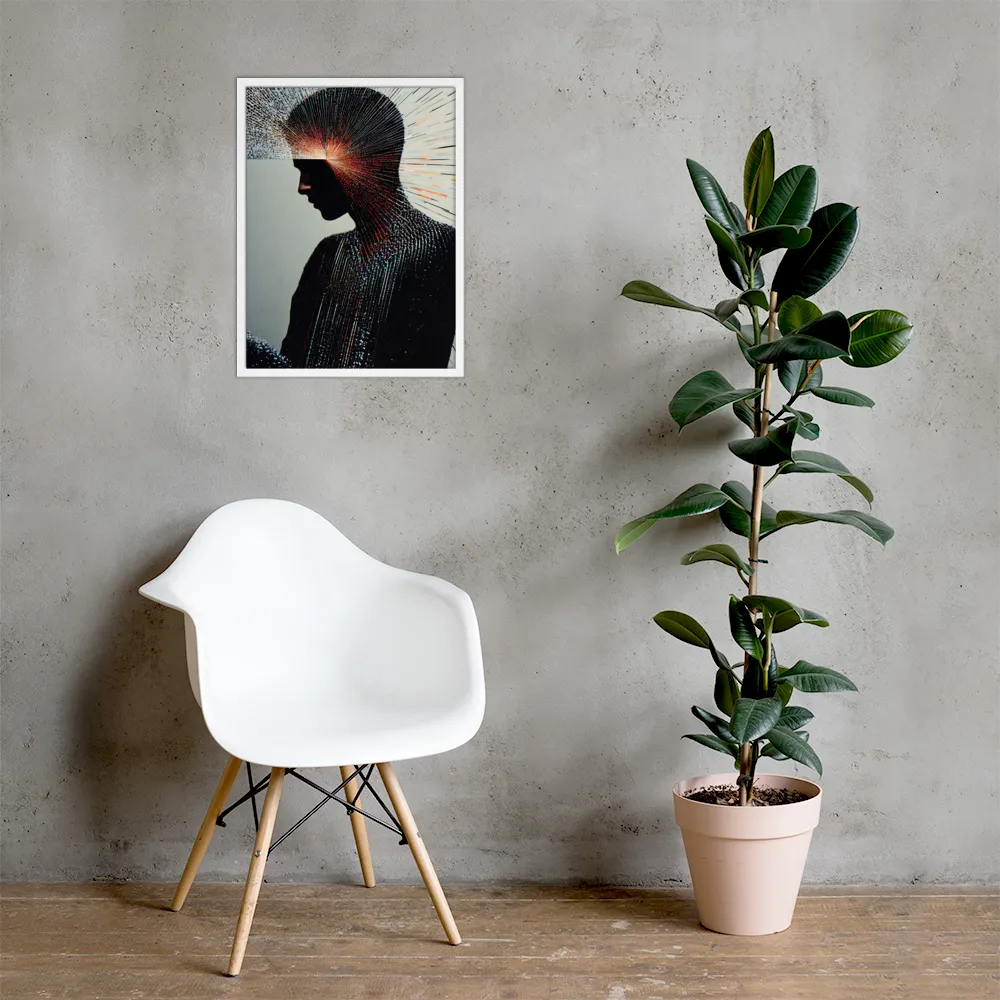 Radiant Reflection: An Abstract Journey of Thought | Poster with White Frame | 18″×24″