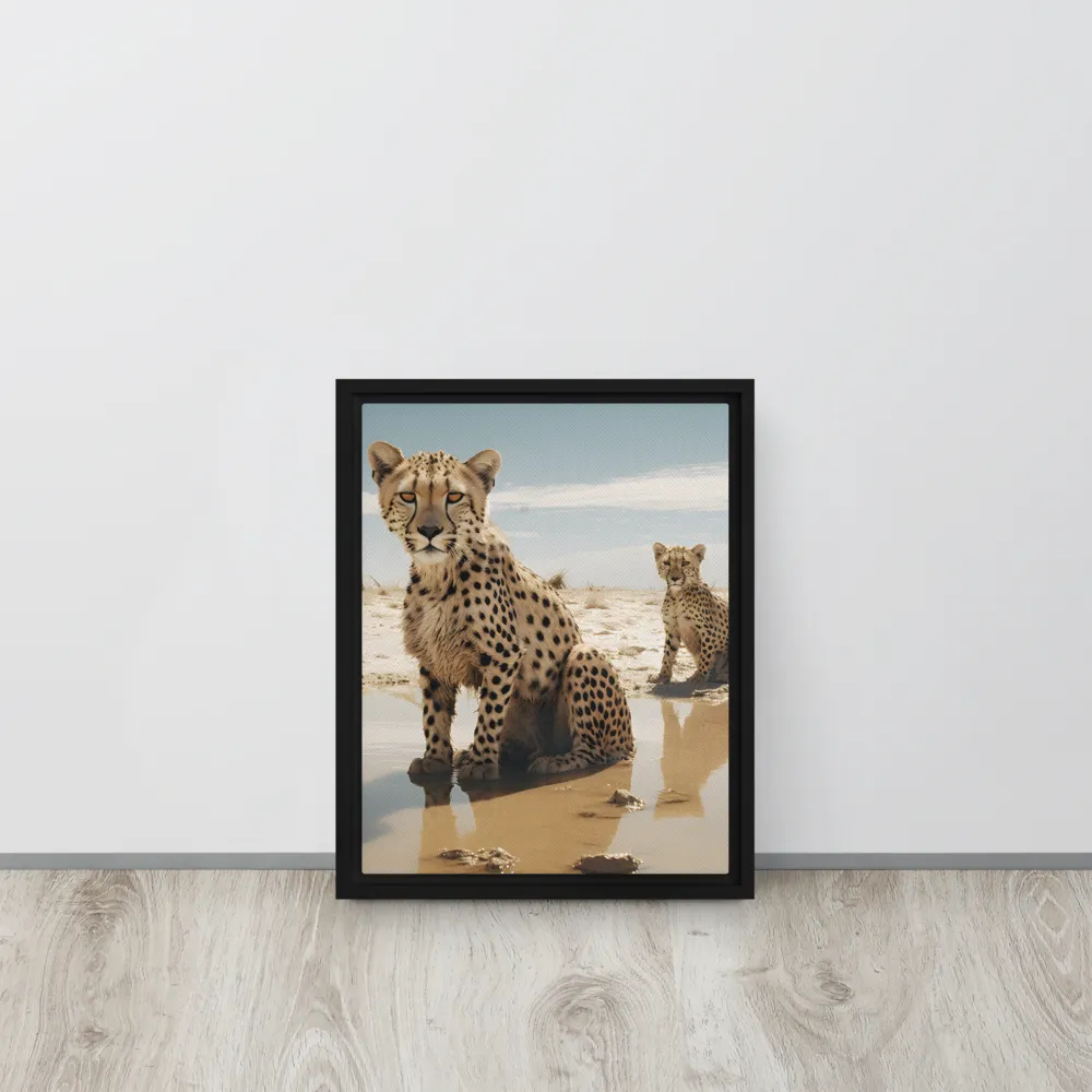 Silent Watchers of the Savanna | Canvas with Black Frame | 11″×14″