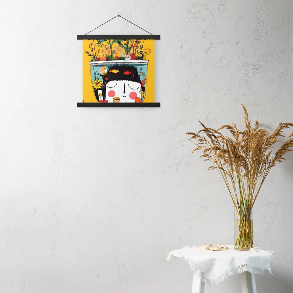 Whimsical Garden Head | Poster With Black Wood Hanger | 14″×14″