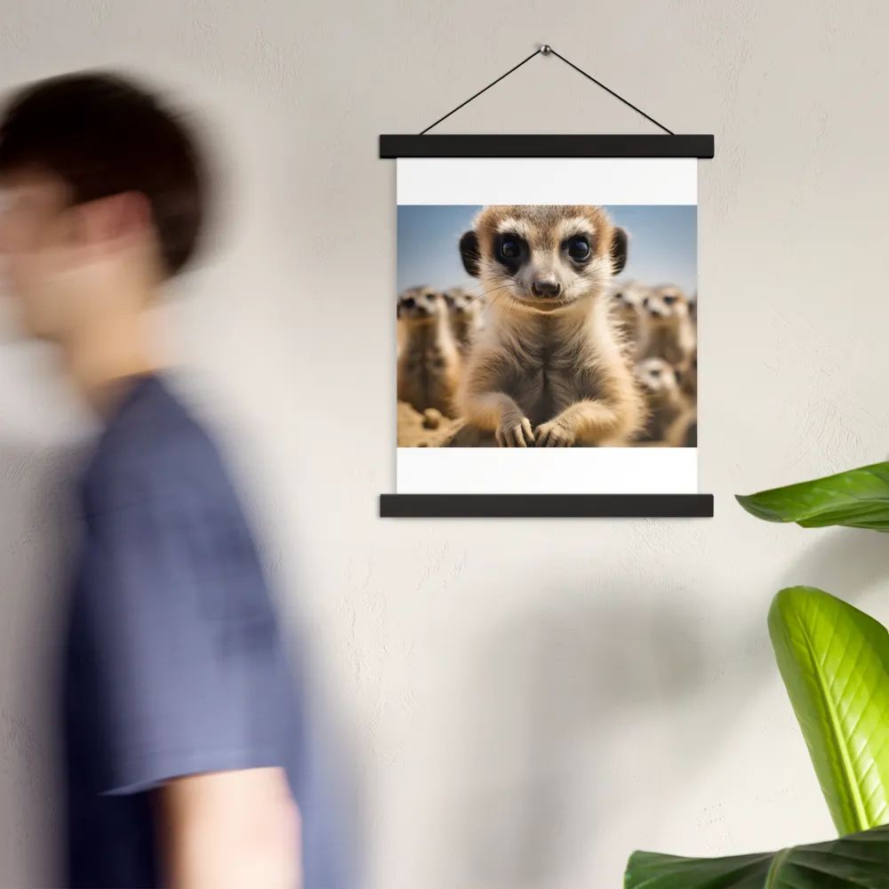 Curious Stance: The Meerkat's Gaze | Poster With Black Wood Hanger | 11″×14″