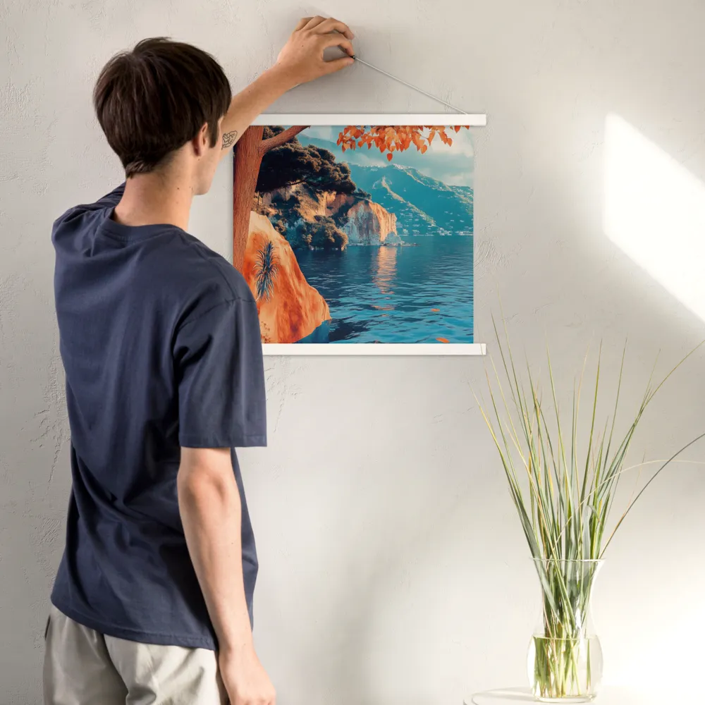 Elysian Waterscape | Poster With White Wood Hanger | 18″×18″