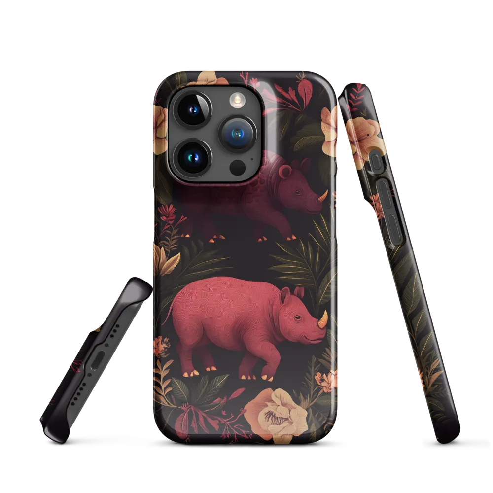 Rhinos in Floral Embrace