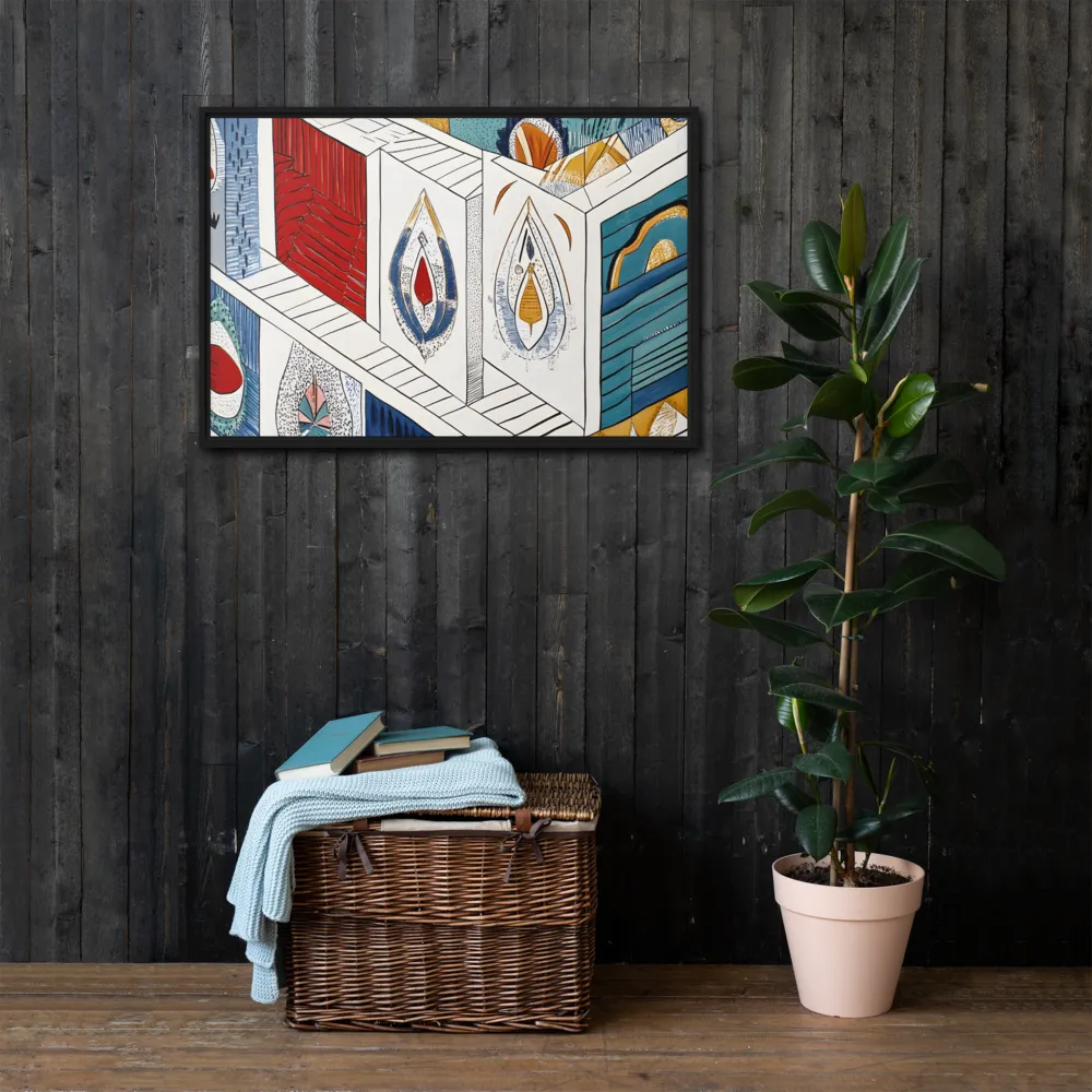 Symphony of Geometric Harmony | Canvas with Black Frame | 24″×36″