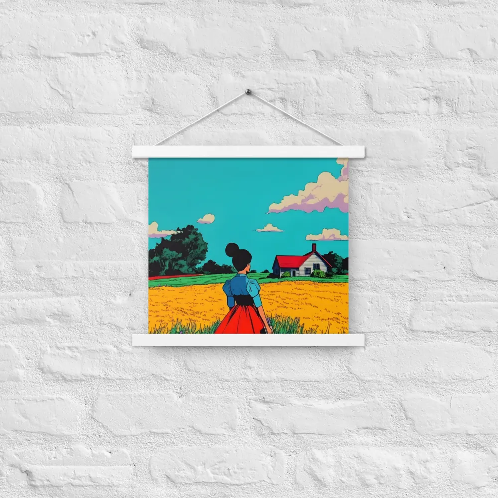 Whispers of a Sunlit Meadow | Poster With White Wood Hanger | 14″×14″
