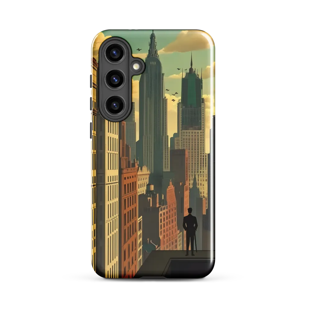 Urban Dreams: A Silhouette in Art Deco Cityscape