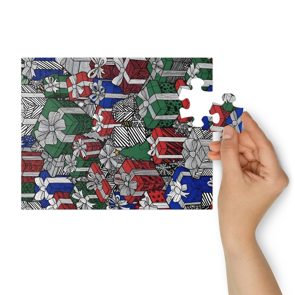 Christmas Gift Pile 
 Jigsaw Puzzle in Tin Box