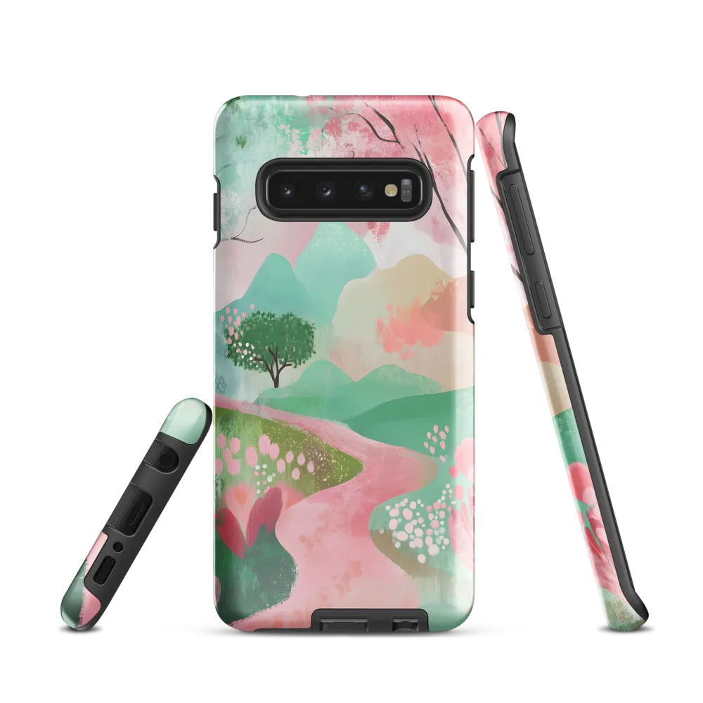 Pastel Path Through Blossoming Hills