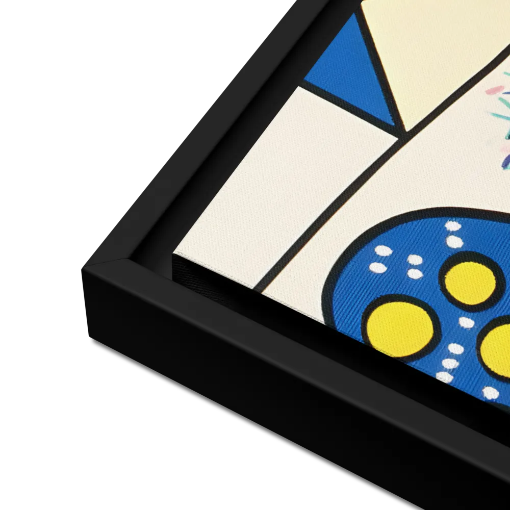 Joyful Geometry: A Playful Dance of Shapes and Colors | Canvas with Black Frame | 18″×24″