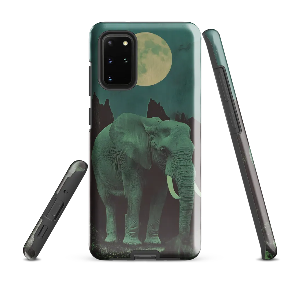 Ethereal Presence: Elephant Under a Full Moon | Phone Case |  S20 Plus | Tough Case | Glossy