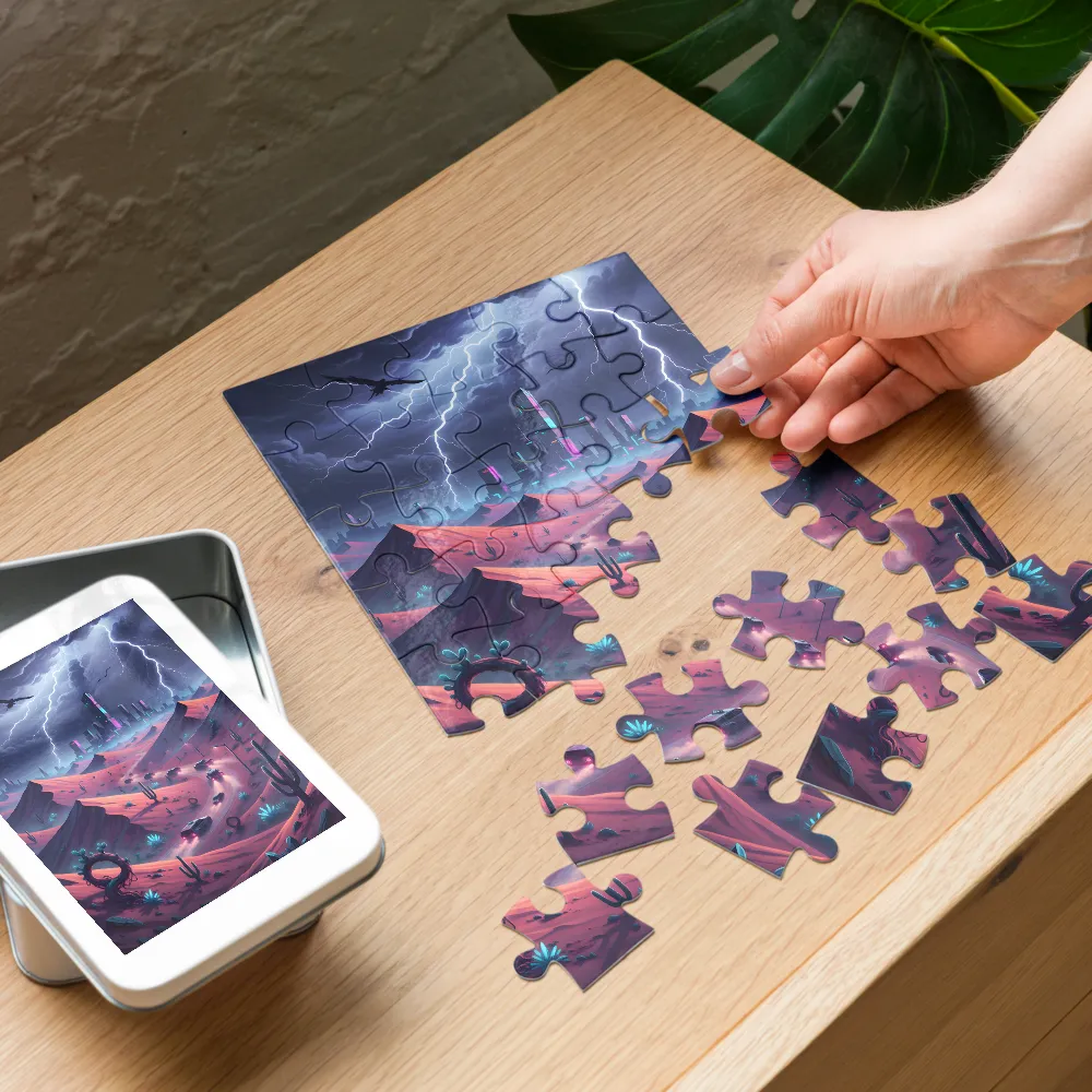 Neon Desert Storm 
 Jigsaw Puzzle in Tin Box