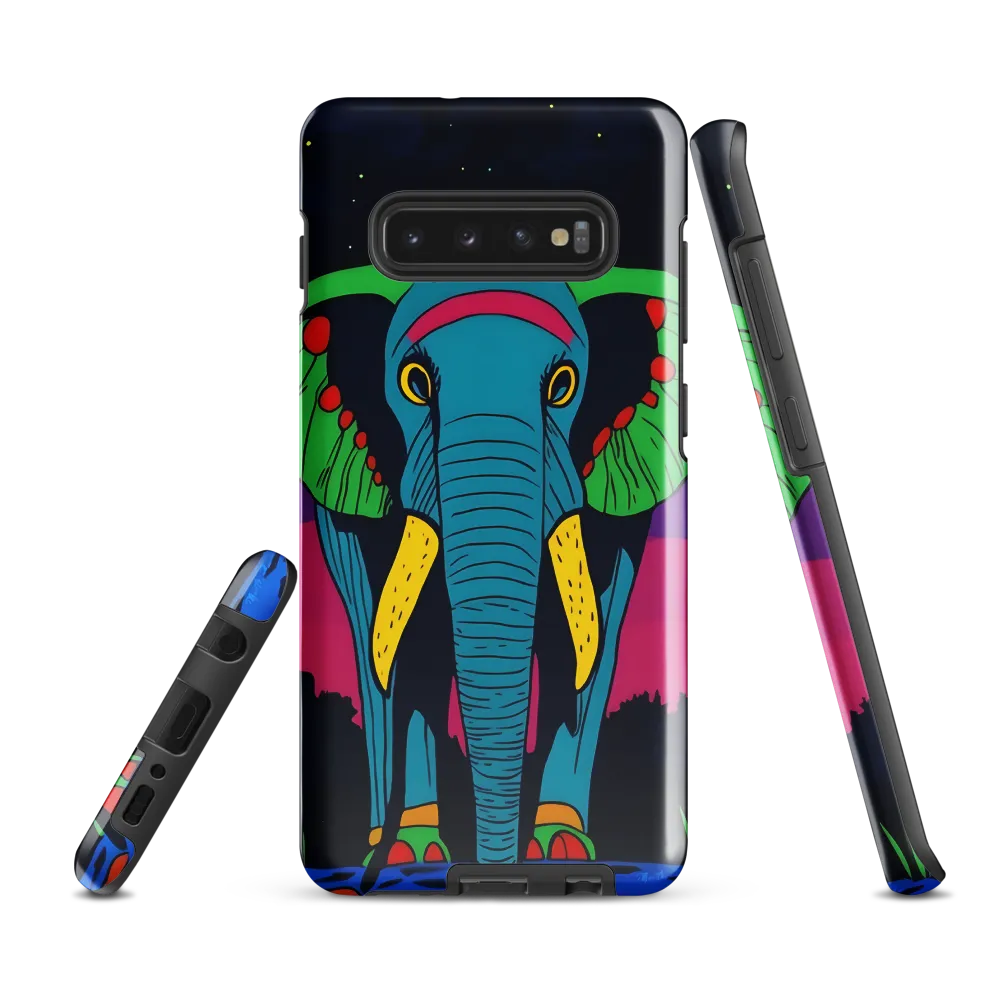 Whimsical Majesty: The Vibrant Elephant | Phone Case |  S10 Plus | Tough Case | Glossy