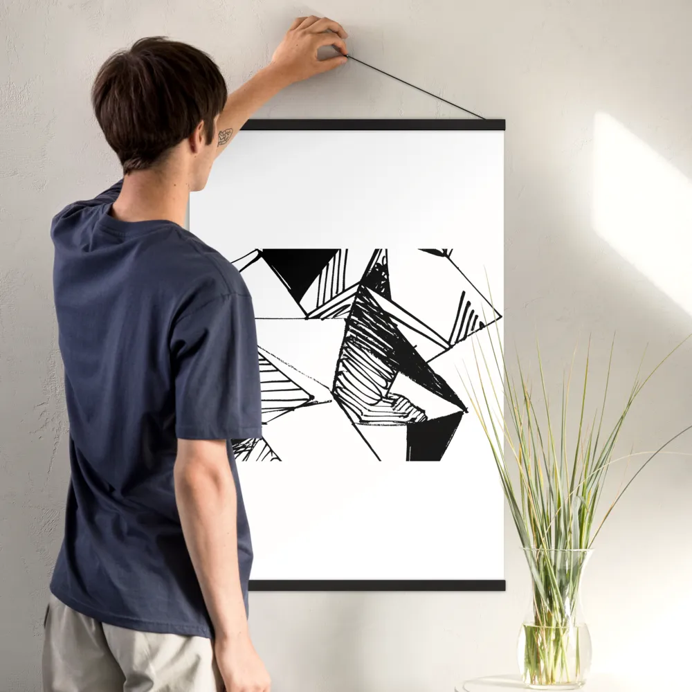 Dynamic Geometry in Ink | Poster With Black Wood Hanger | 24″×36″
