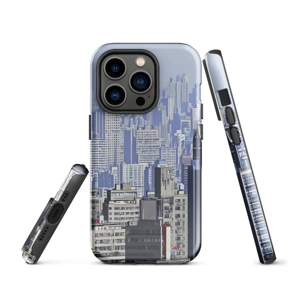 Urban Symphony: A Cityscape in Blues and Grays | Phone Case |  14 Pro | Tough Case | Glossy