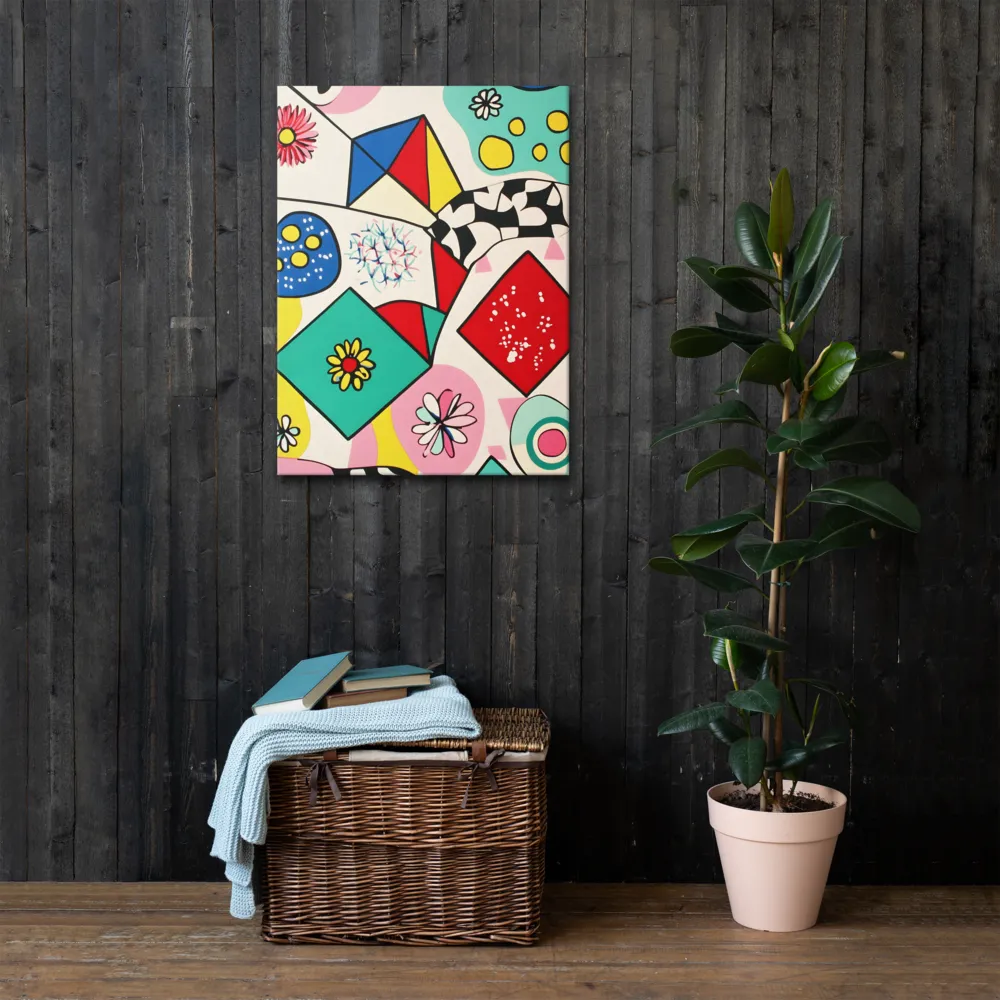 Joyful Geometry: A Playful Dance of Shapes and Colors | Thin Canvas | 24″×32″