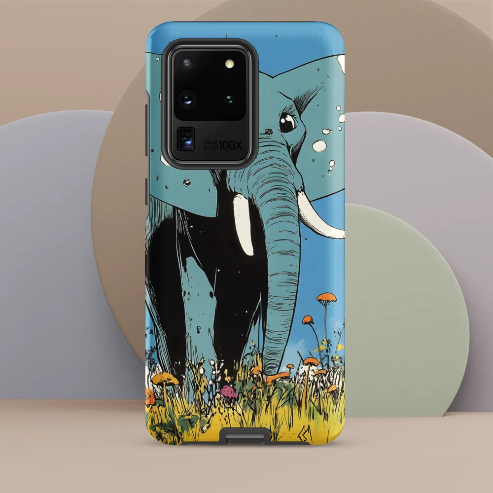 Whimsical Blue Elephant in Bloom