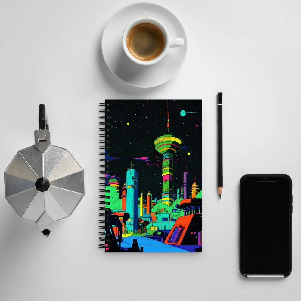 Neon Dreams: A Futuristic Cityscape | Spiral Notebook