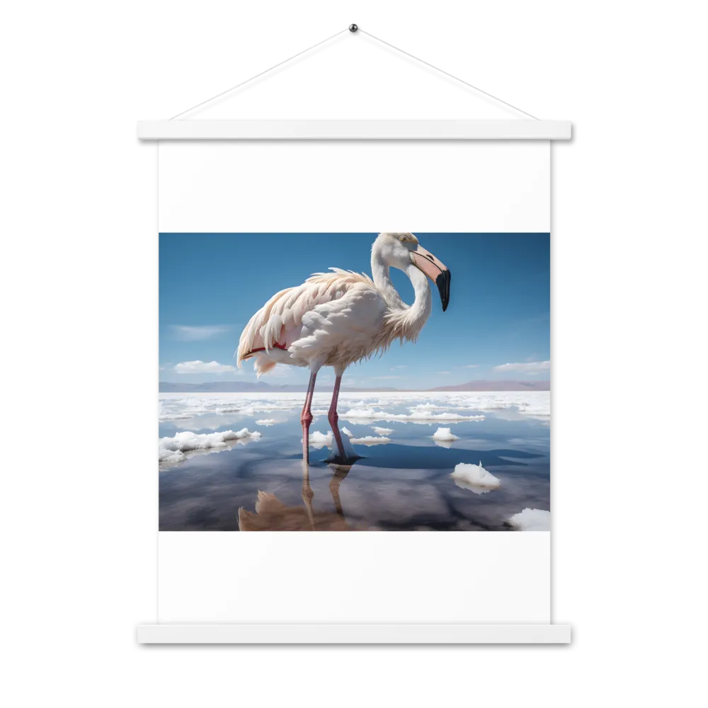 Graceful Solitude of a Flamingo | Poster With White Wood Hanger | 18″×24″