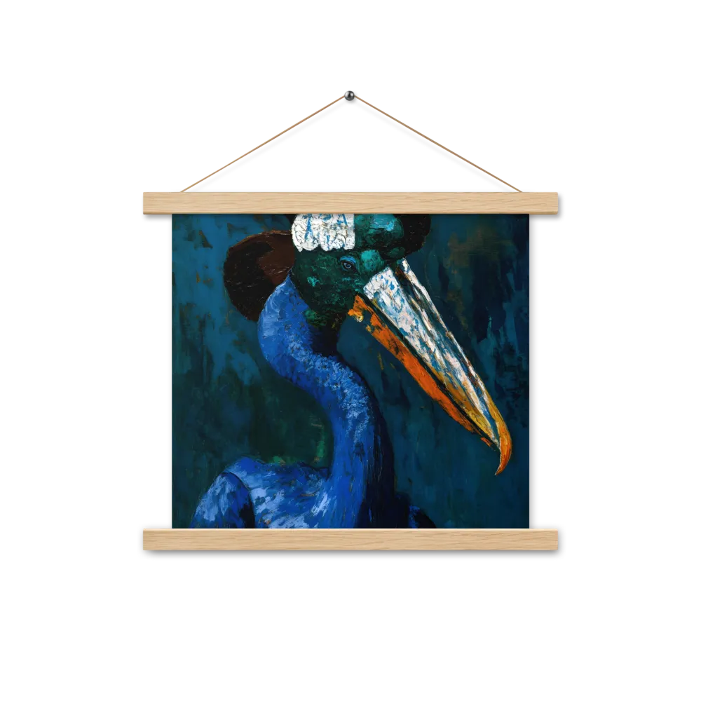 Majestic Absurdity: The Hat-Wearing Bird | Poster With Oak Wood Hanger | 14″×14″