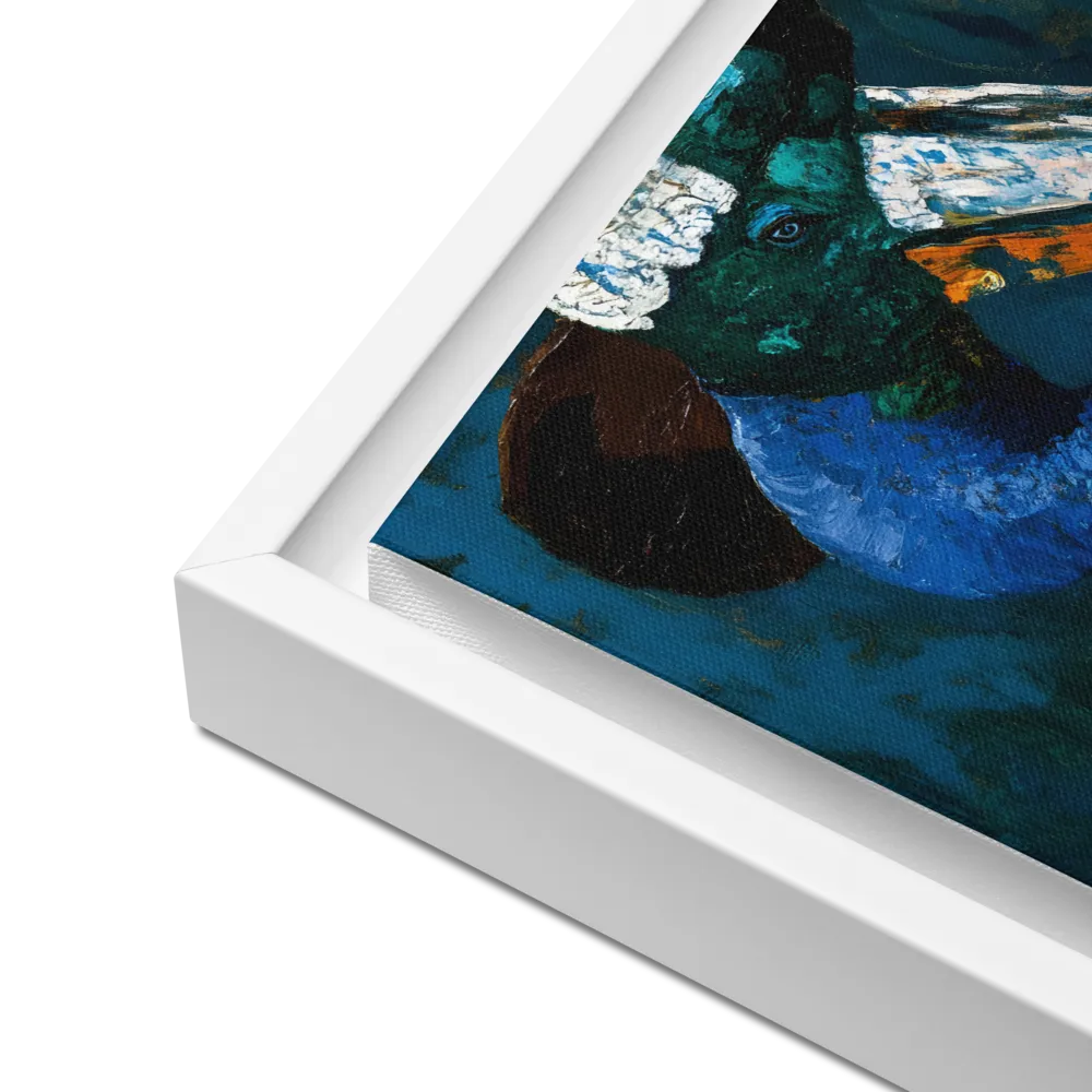 Majestic Absurdity: The Hat-Wearing Bird | Canvas with White Frame | 12″×12″