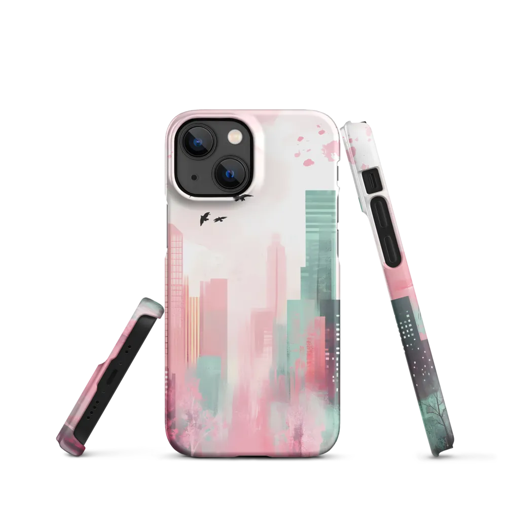 Dreamy Cityscape in Pink and Cyan