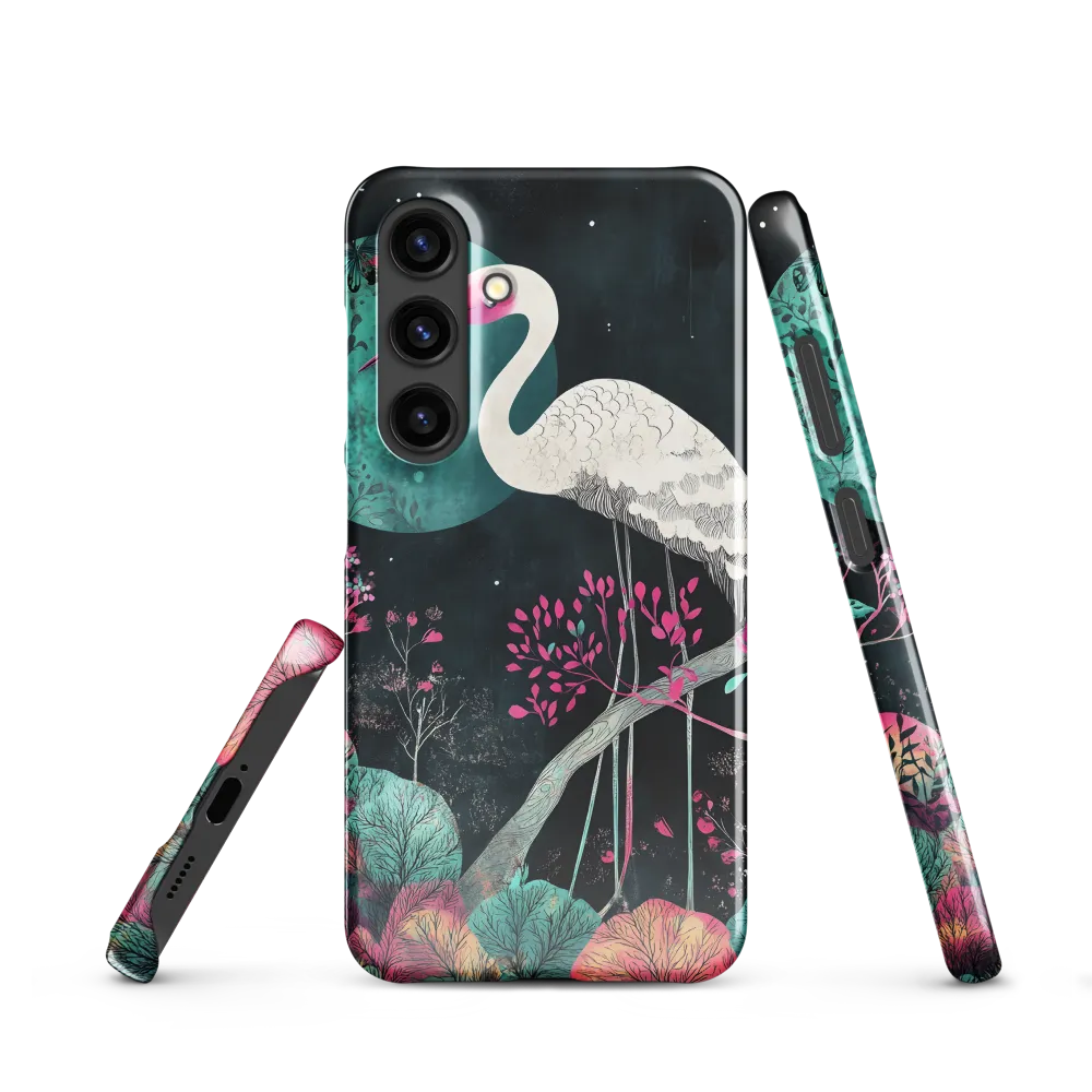 Ethereal Presence: Heron in a Floral Dreamscape | Phone Case |  S24 | Snap Case | Glossy