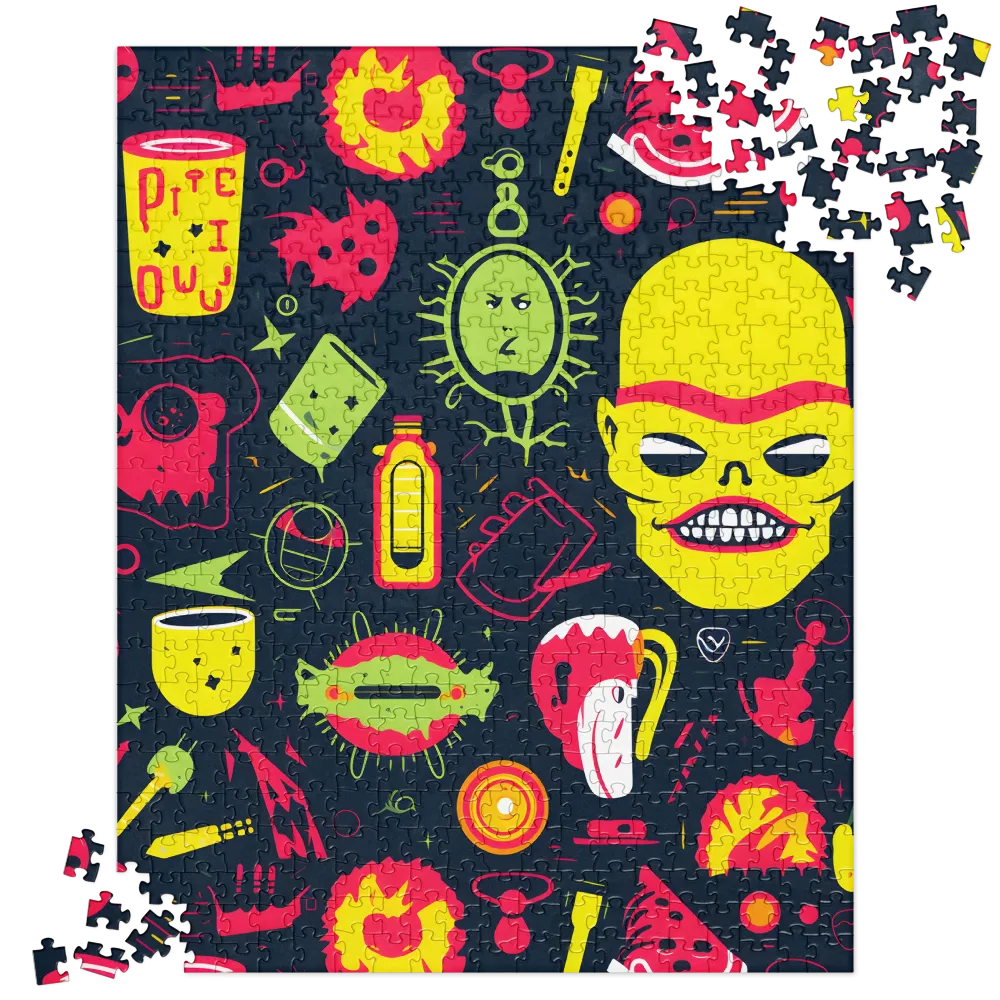 Neon Revelry: A Quirky Exploration of Modern Pop Art | Jigsaw Puzzle | 520 pieces