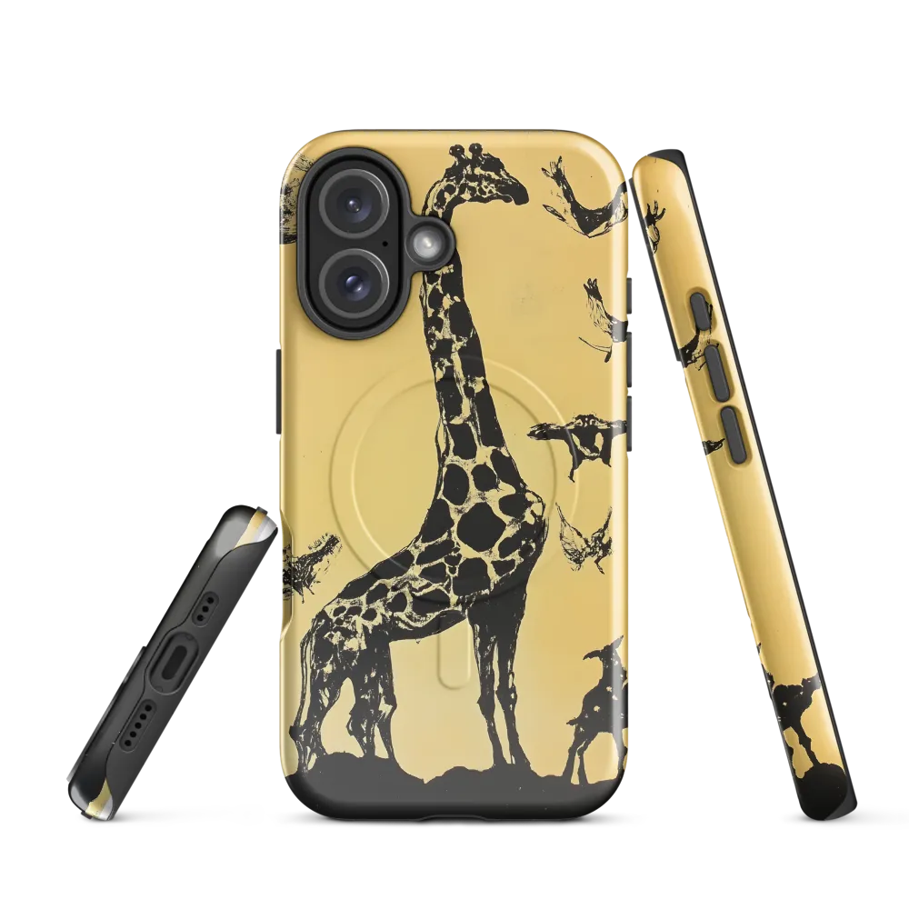 Whimsical Harmony of Giraffe and Birds
