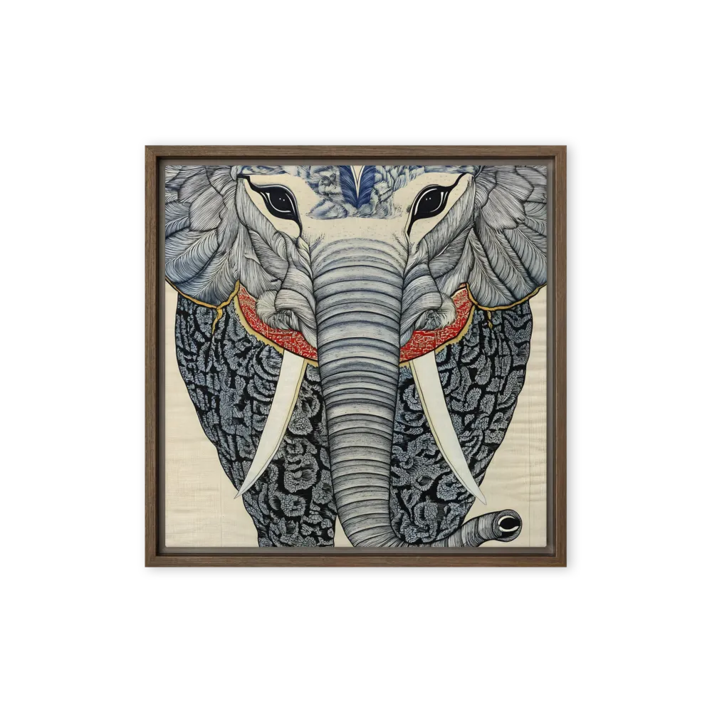 Majesty of the Elephant | Canvas with Brown Frame | 16″×16″