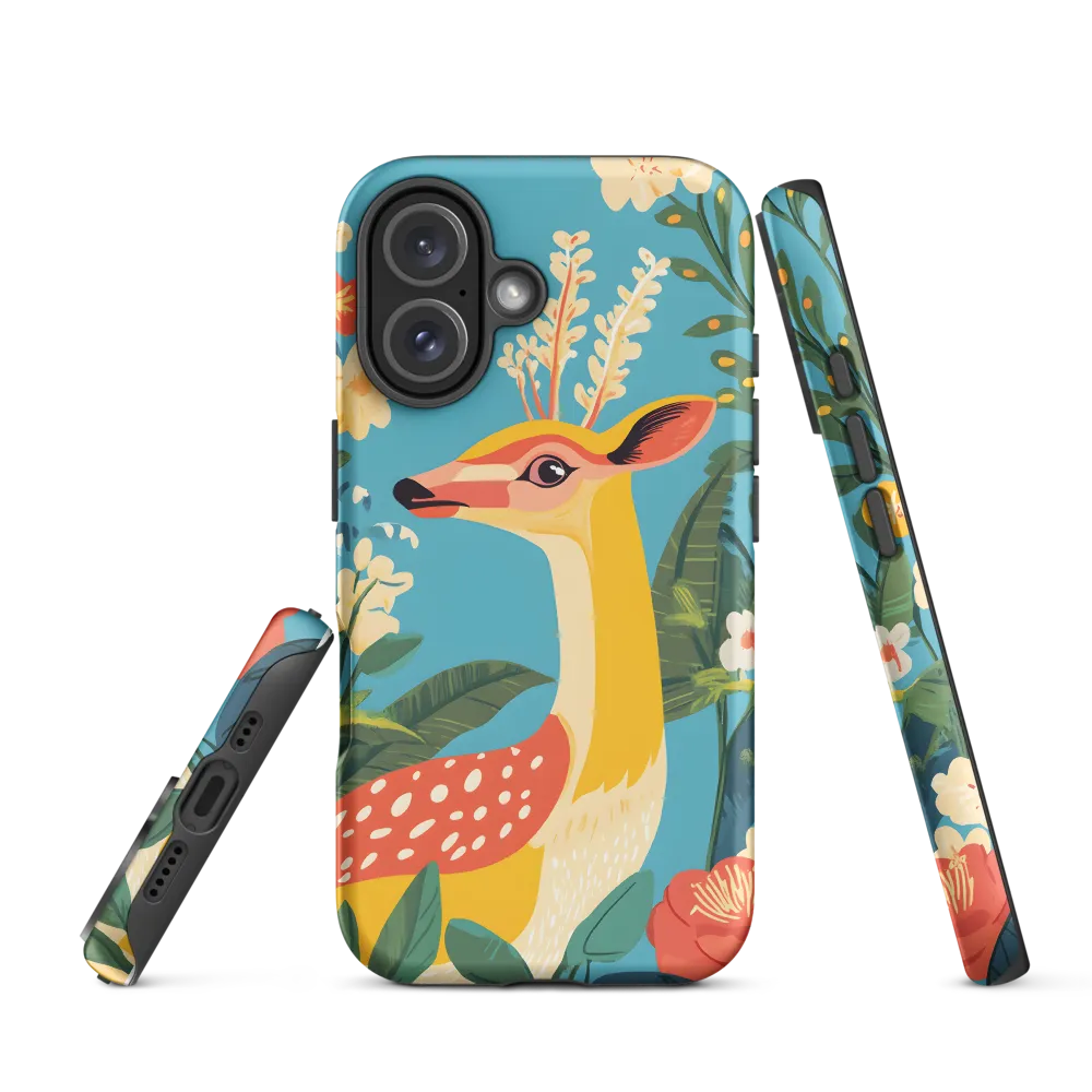 Serene Majesty: A Vibrant Deer Amidst Flora | Phone Case