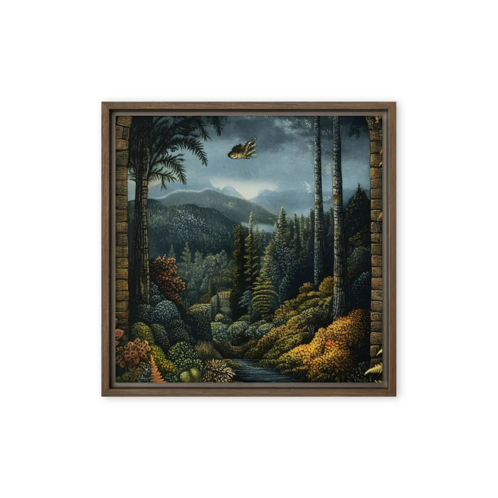 Whispers of the Enchanted Forest | Canvas with Brown Frame | 16″×16″