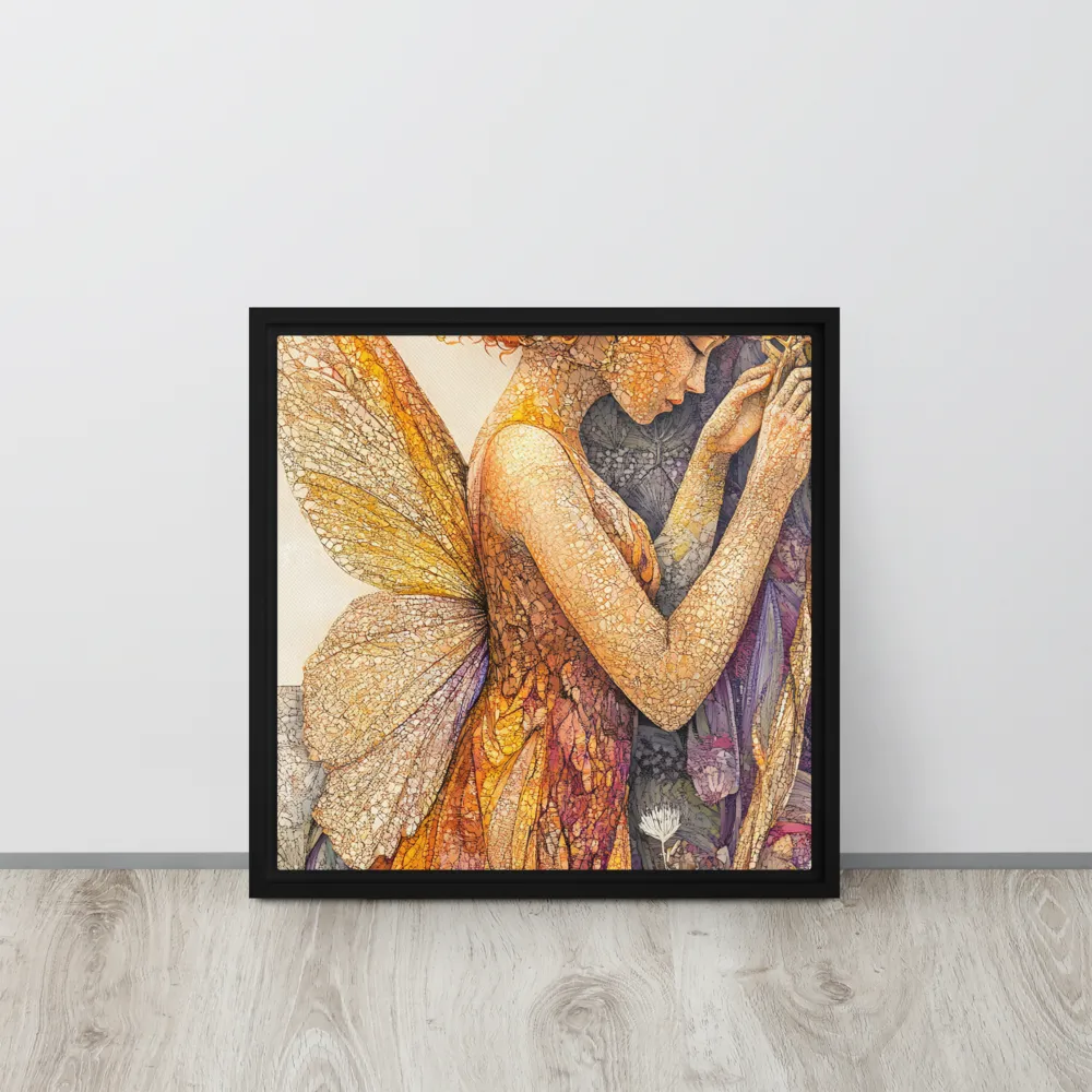 Whispers of the Frosted Meadow | Canvas with Black Frame | 16″×16″