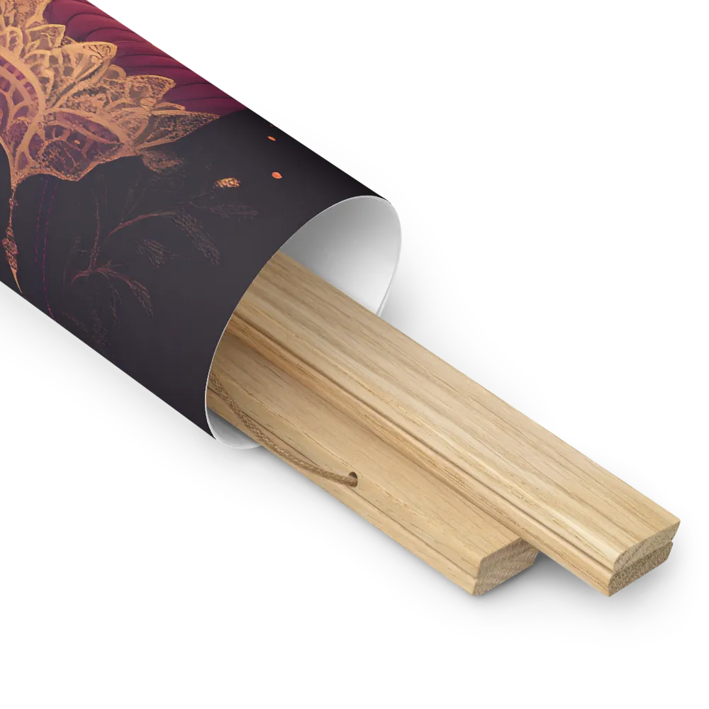Ornate Harmony: A Digital Floral Architecture | Poster With Oak Wood Hanger | 18″×18″