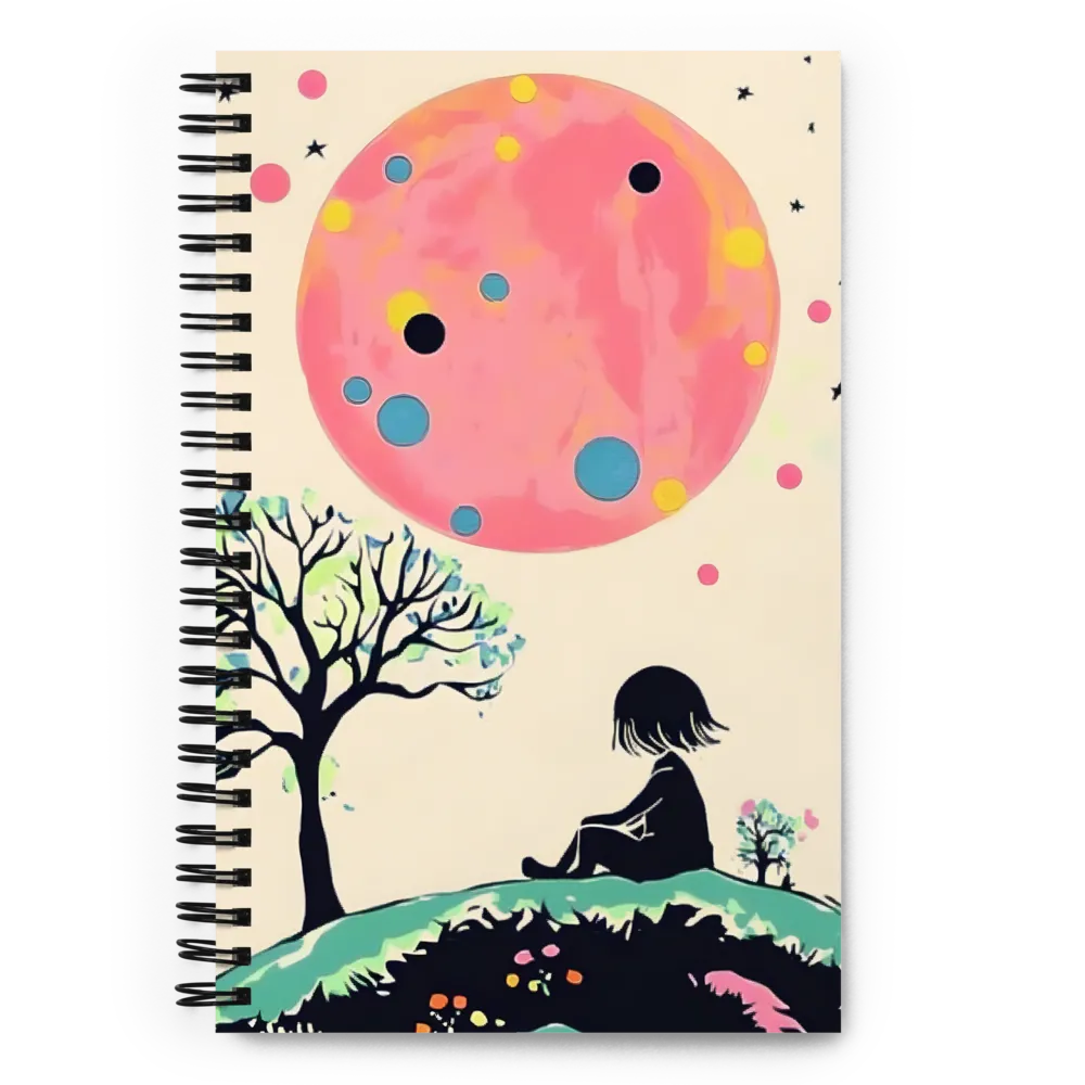 Gazing at the Pink Moon | Spiral Notebook