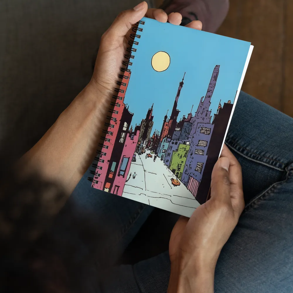 Vibrant Cityscape under the Moon | Spiral Notebook