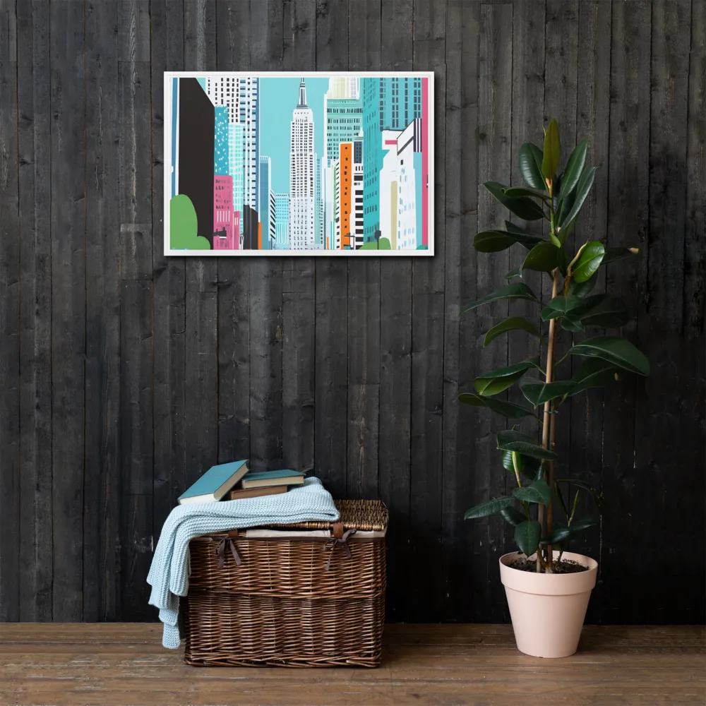 Urban Symphony: A Modern Cityscape | Canvas with White Frame | 20″×30″